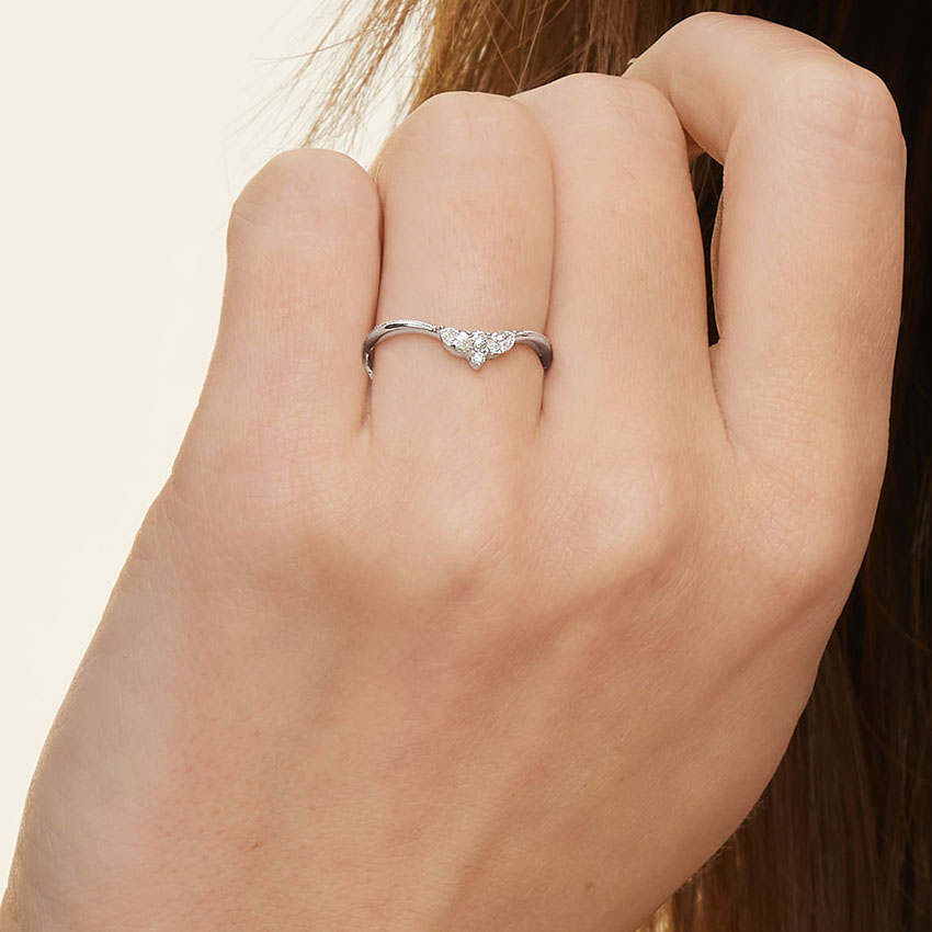 Marquise Diamond V Band Ring, Minimalist Chevron Wedding Band, Promise Ring