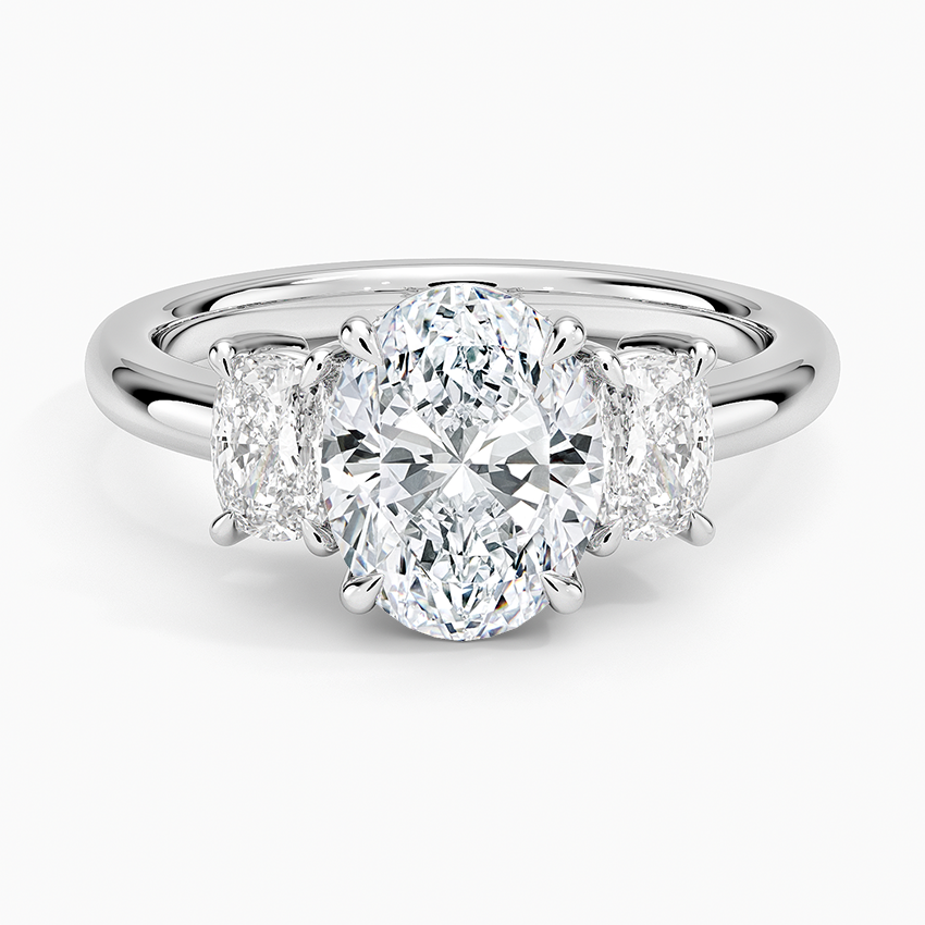 Oval Cut Three Stone Diamond Engagement Ring, 3 Stone Oval Diamond Ring, Solid Gold Ring