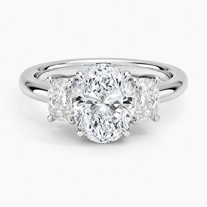 Oval Cut Three Stone Diamond Engagement Ring, 3 Stone Oval Diamond Ring, Solid Gold Ring