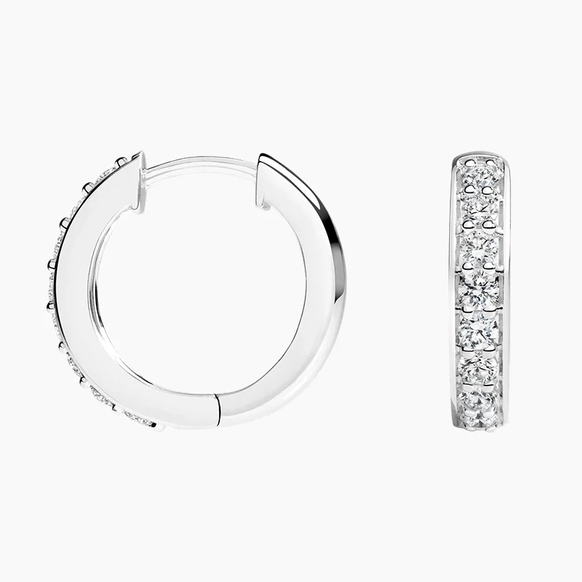 Classic Diamond Hoop Earrings, Minimalist Huggie Hoops, Everyday Diamond Earrings
