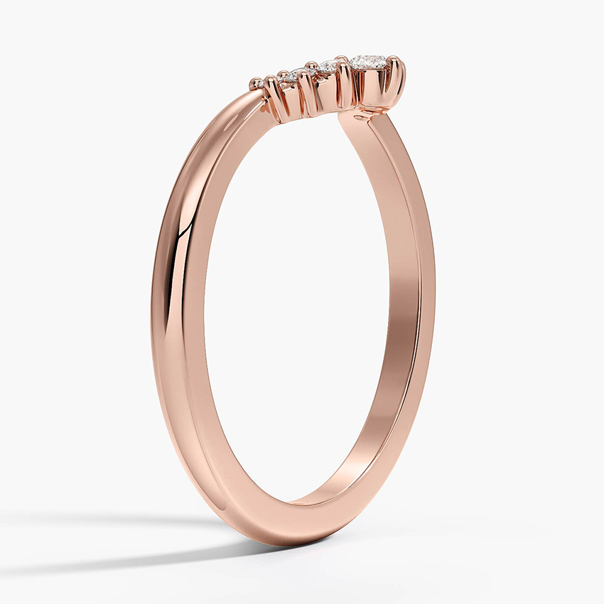 Minimalist V Shape Diamond Ring, Curved Chevron Wedding Band, Dainty Stackable Diamond Ring