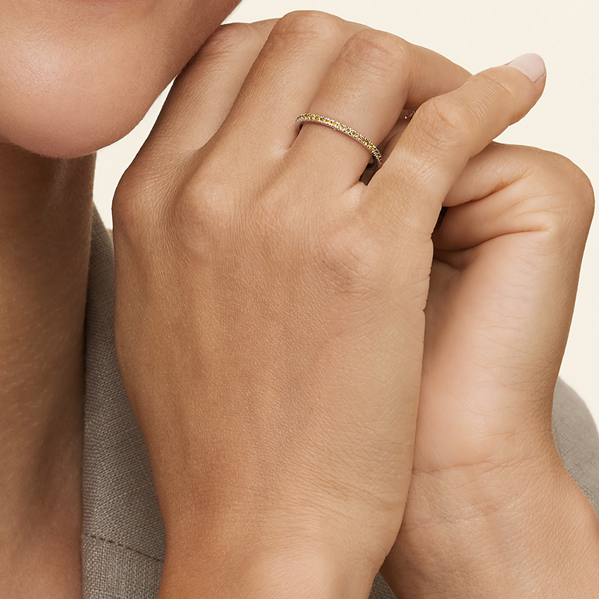 Yellow Sapphire Eternity Ring, Full Eternity Band, Minimal Stackable Ring