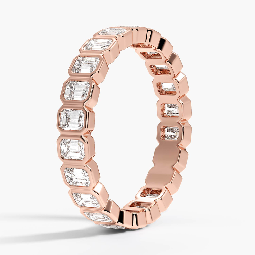 Emerald Cut Diamond Eternity Band, Full Eternity Ring, Bezel Set Diamond Wedding Band