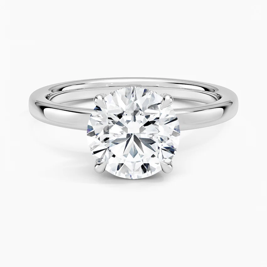 Classic Round Solitaire Diamond Engagement Ring, 4 Prong Setting, Anniversary Gift
