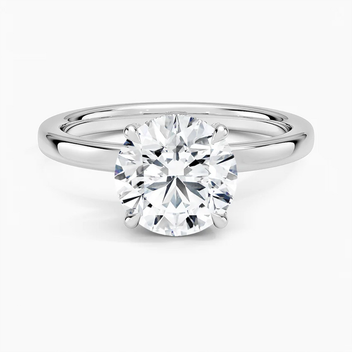 Classic Round Solitaire Diamond Engagement Ring, 4 Prong Setting, Anniversary Gift