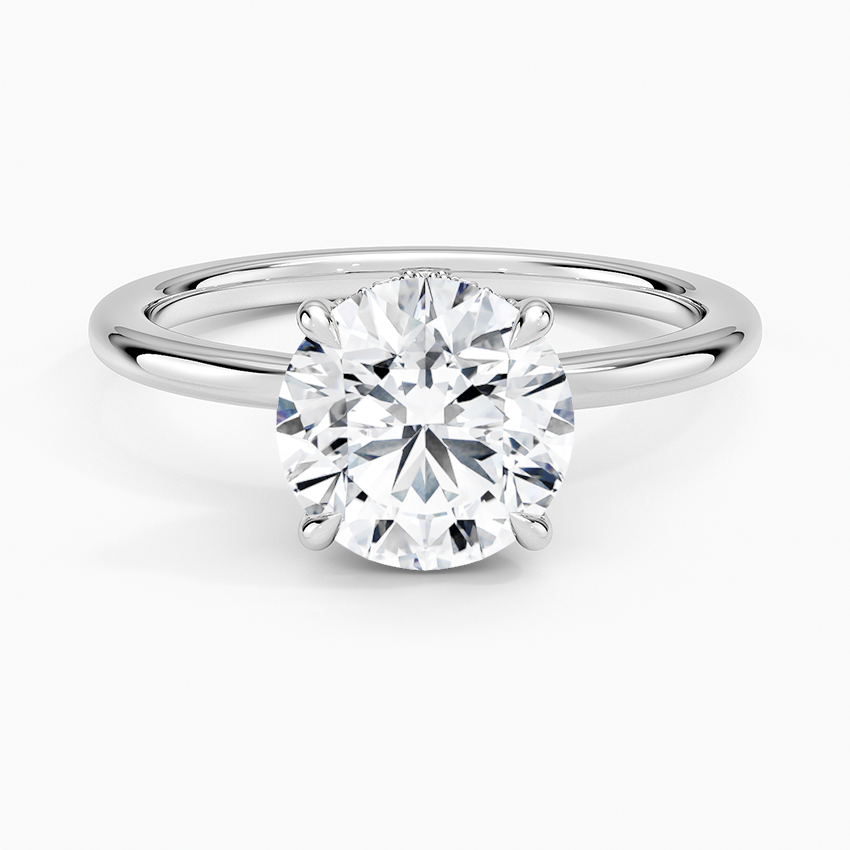 Round Cut Solitaire Diamond Engagement Ring, 4 Prong Classic Minimalist Ring, Timeless Bridal Ring