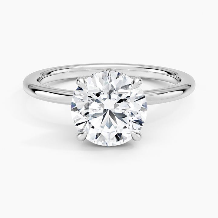Round Cut Solitaire Diamond Engagement Ring, 4 Prong Classic Minimalist Ring, Timeless Bridal Ring