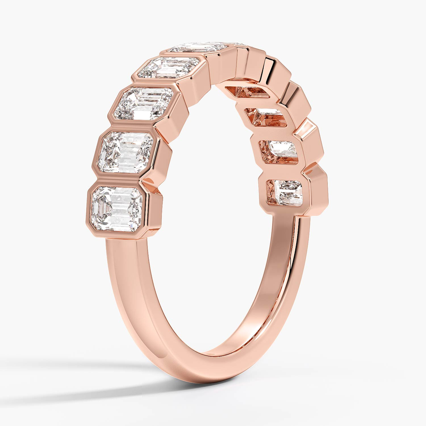 Emerald Cut Diamond Eternity Band, Bezel Set Wedding Ring, Full Eternity Band