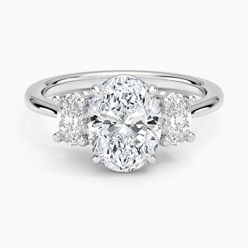 Oval Cut Three Stone Diamond Engagement Ring, Classic Trilogy Ring, Anniversary Promise Ring