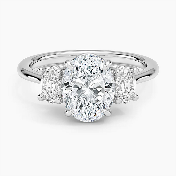 Oval Cut Three Stone Diamond Engagement Ring, Classic Trilogy Ring, Anniversary Promise Ring