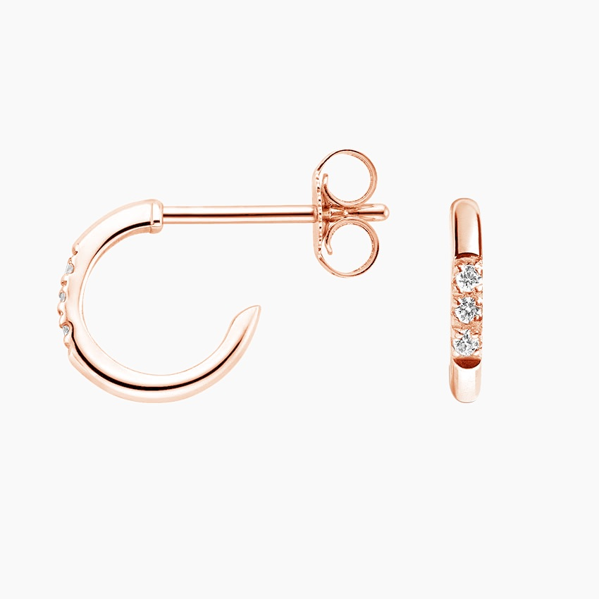 Diamond Huggie Hoop Earrings, Minimalist Diamond Hoops, Everyday Fine Jewelry
