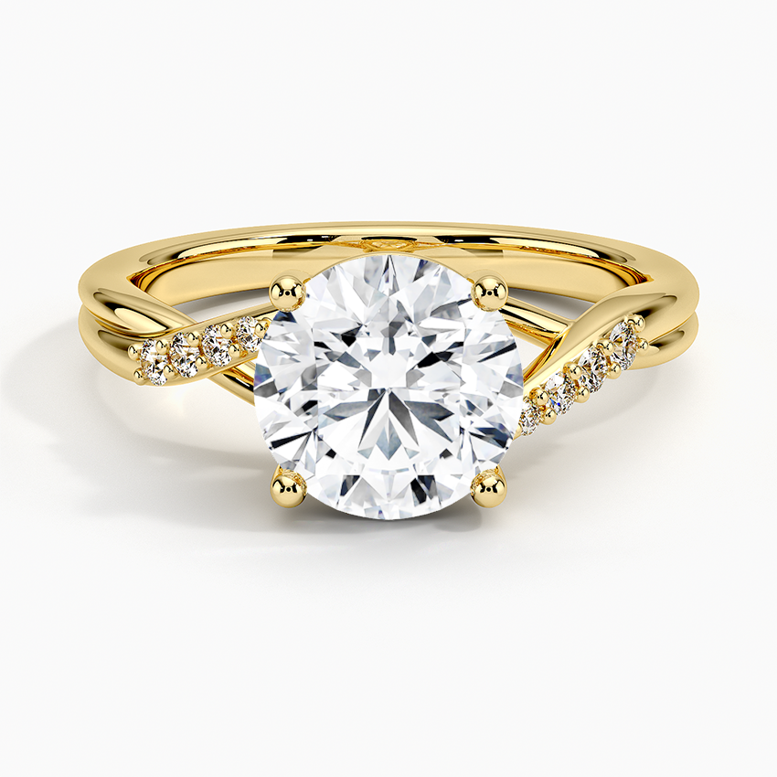 Twisted Split Shank Moissanite Engagement Ring, Round Cut Solitaire Diamond Ring, Promise Ring for Women
