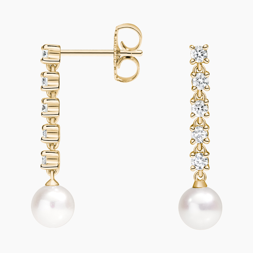 Diamond Pearl Drop Earrings