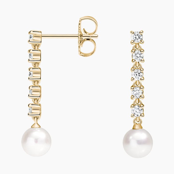 Diamond Pearl Drop Earrings