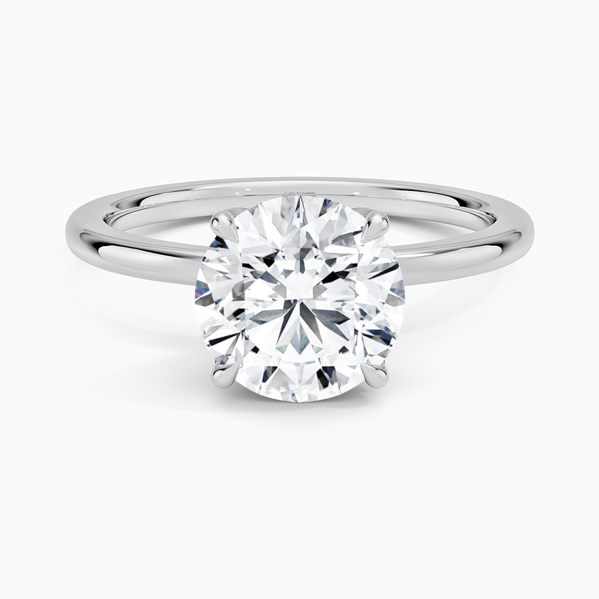 Round Cut Solitaire Engagement Ring, 4 Prong Diamond Ring, Minimalist Gold Ring