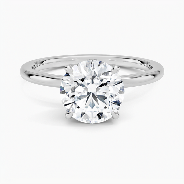 Round Cut Solitaire Engagement Ring, 4 Prong Diamond Ring, Minimalist Gold Ring