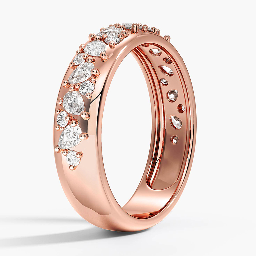 Pear Shape Diamond Wedding Band, Half Eternity Diamond Ring, Gold Anniversary Band