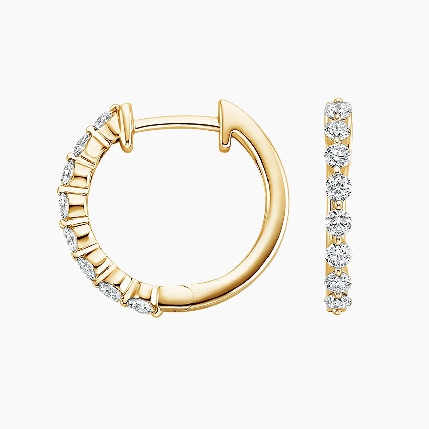 Diamond Huggie Hoop Earrings, Minimalist Diamond Hoops, Everyday Luxury Earrings