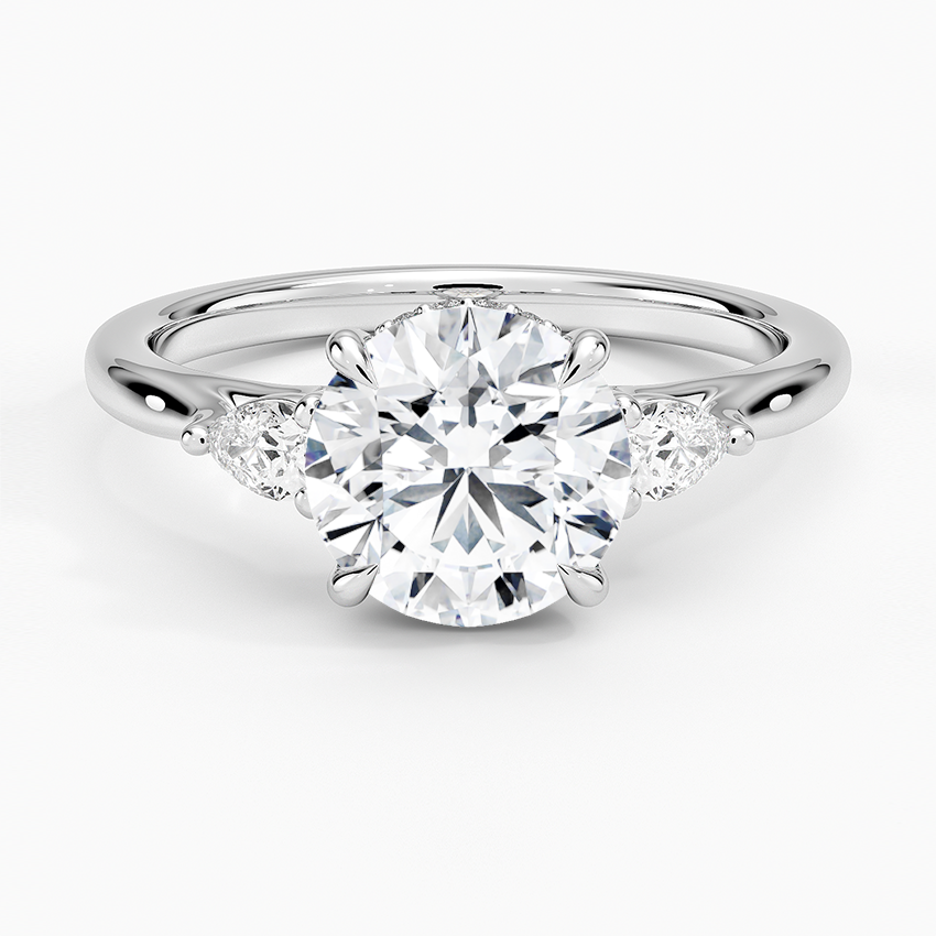 Round Cut Diamond Engagement Ring 3 Stone, Solitaire Diamond Ring, Minimalist Promise Ring