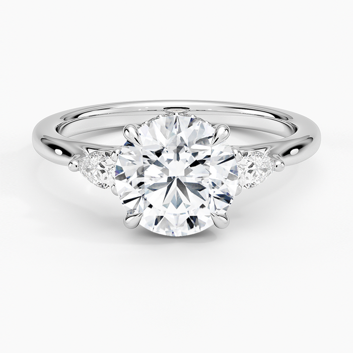 Round Cut Diamond Engagement Ring 3 Stone, Solitaire Diamond Ring, Minimalist Promise Ring