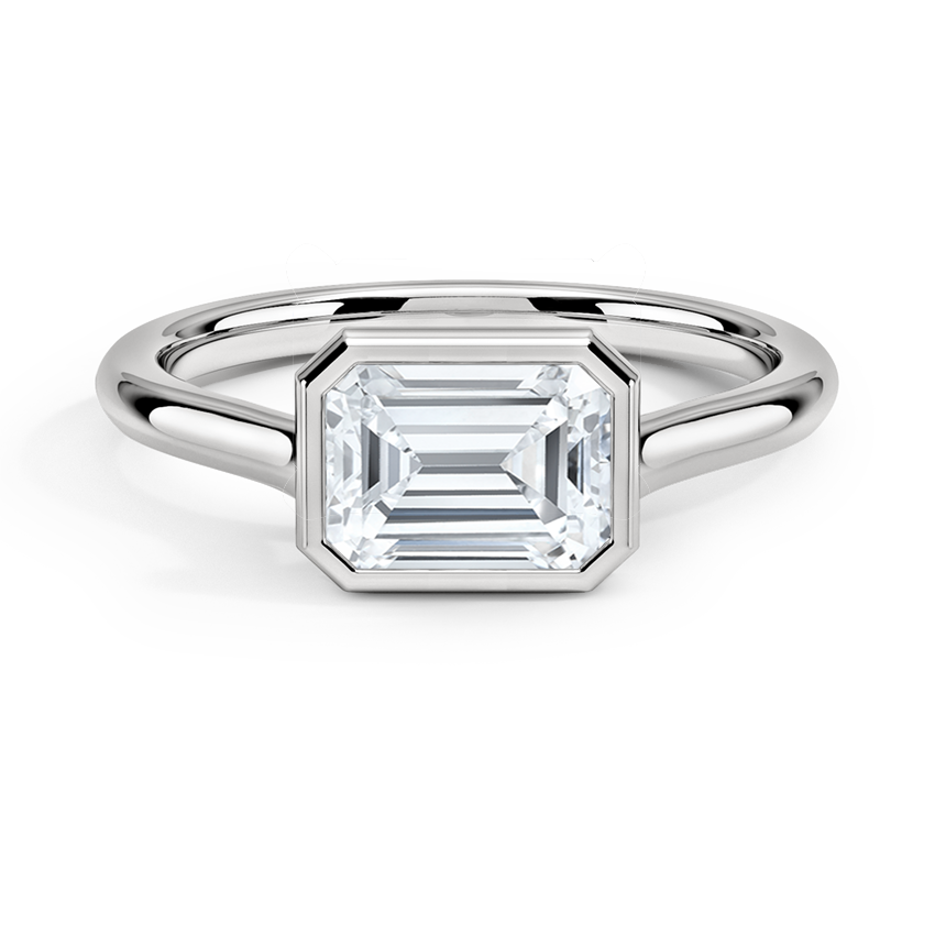 Emerald Cut Diamond Bezel Engagement Ring, Minimalist Solitaire Ring, Modern Promise Ring