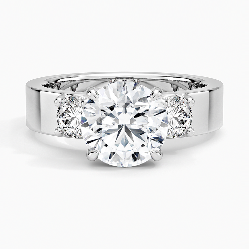 Three Stone Round Diamond Engagement Ring, Classic 3 Stone Diamond Ring, Bridal Proposal Ring