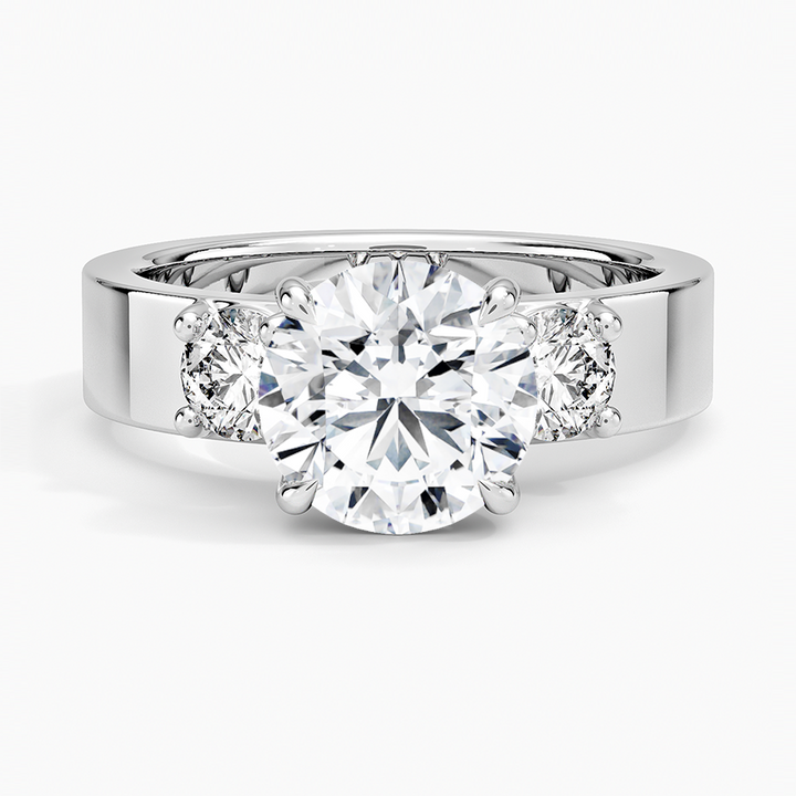 Three Stone Round Diamond Engagement Ring, Classic 3 Stone Diamond Ring, Bridal Proposal Ring