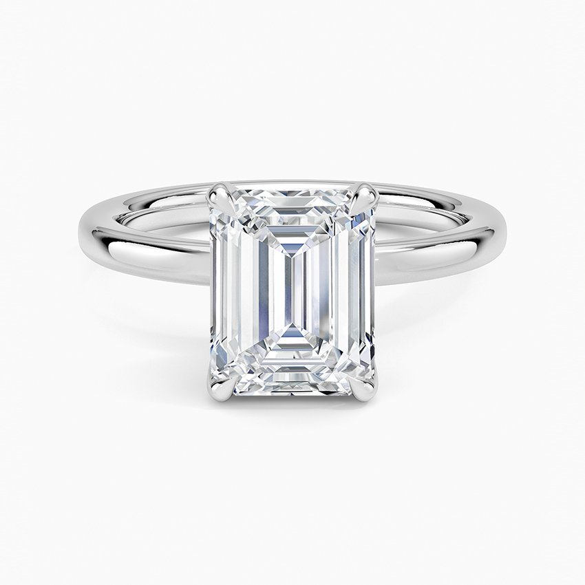 merald Cut Moissanite Engagement Ring, Solitaire 4 Prong Ring, Minimalist Gold Promise Ring
