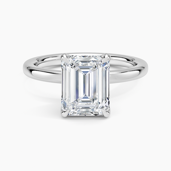 merald Cut Moissanite Engagement Ring, Solitaire 4 Prong Ring, Minimalist Gold Promise Ring