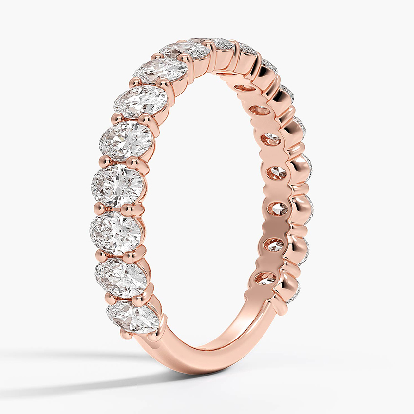 Oval Cut Diamond Eternity Band Ring, Full Eternity Wedding Band, Stackable Diamond Ring