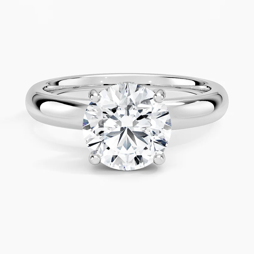 Round Cut Solitaire Diamond Engagement Ring, Classic 4 Prong Setting, Promise Ring for Women