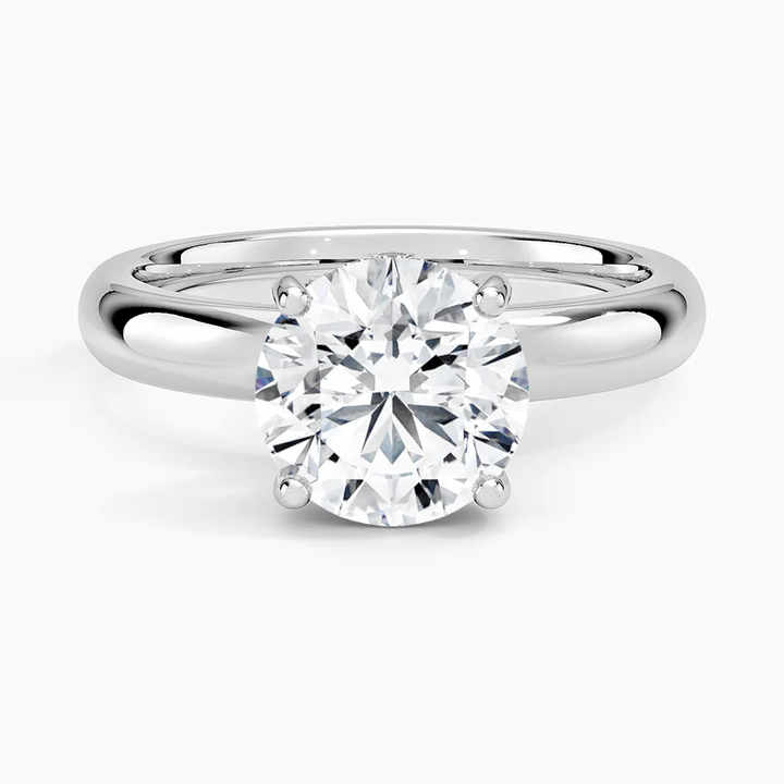 Round Cut Solitaire Diamond Engagement Ring, Classic 4 Prong Setting, Promise Ring for Women