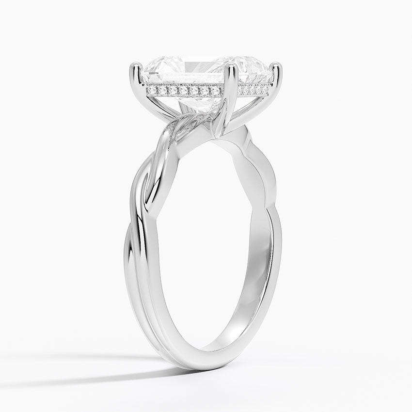 Radiant Cut Solitaire Engagement Ring with Twisted Band, 4 Prong Diamond Ring, Promise Ring for Women