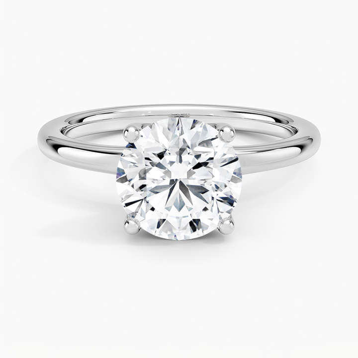 Classic Round Cut Solitaire Engagement Ring, 4 Prong Minimalist Diamond Ring, Timeless Proposal Ring