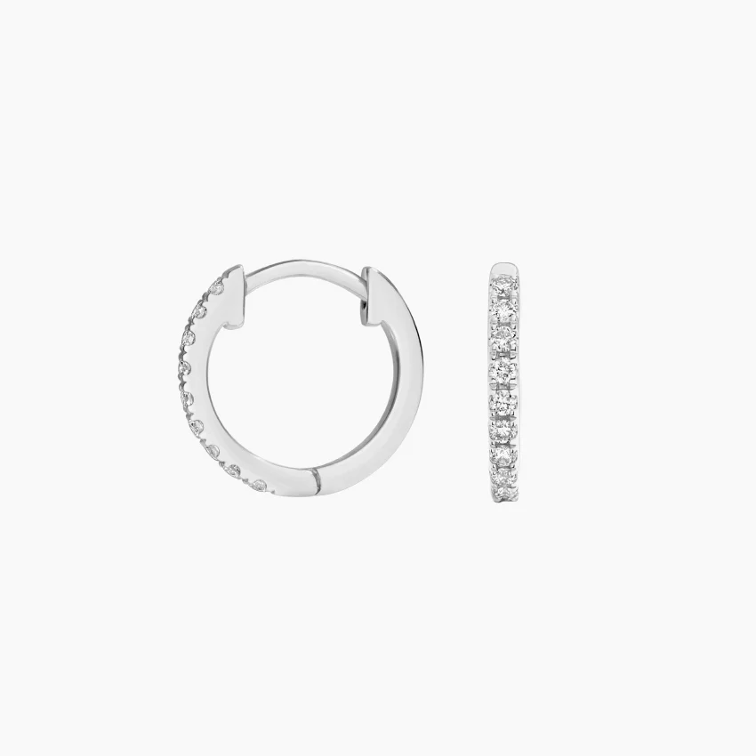 Minimalist Diamond Huggie Hoop Earrings, Dainty Pavé Diamond Hoops for Everyday Wear