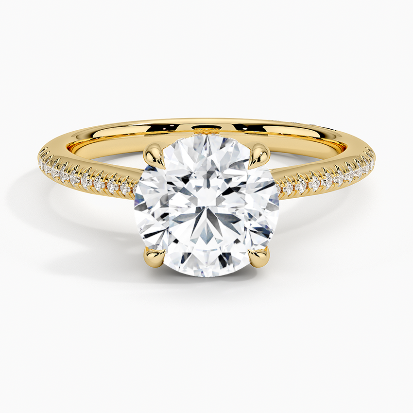 Classic Round Cut Solitaire Diamond Engagement Ring with Pavé Band