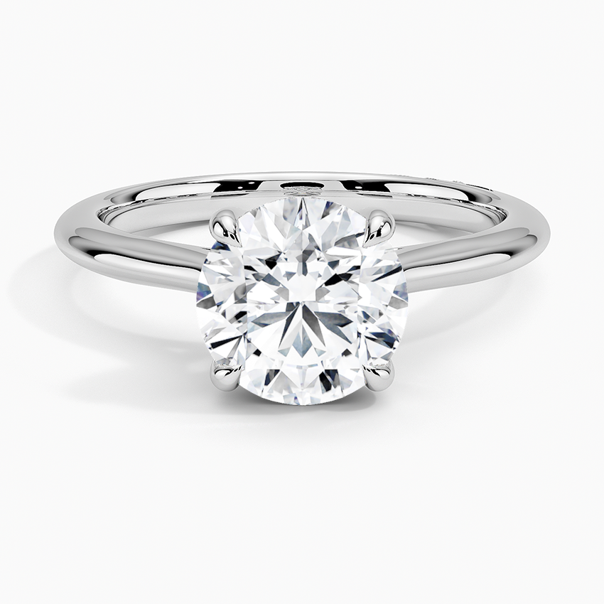 Round Brilliant Cut Solitaire Diamond Engagement Ring, 4 Prong Classic Setting, Minimalist Wedding Ring