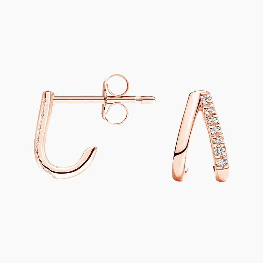 Diamond Curved Huggie Hoop Earrings