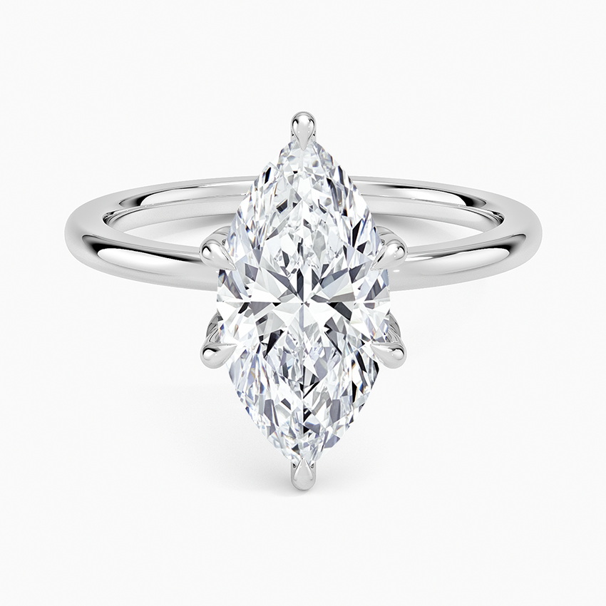 Marquise Cut Solitaire Diamond Engagement Ring, 4 Prong Setting, Minimalist Promise Ring