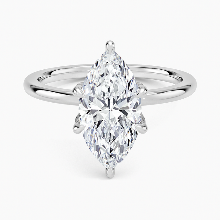 Marquise Cut Solitaire Diamond Engagement Ring, 4 Prong Setting, Minimalist Promise Ring