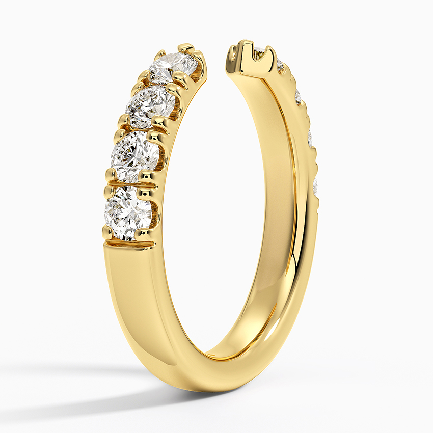 Open Diamond Ring, Minimalist Cuff Ring, Half Eternity Diamond Band