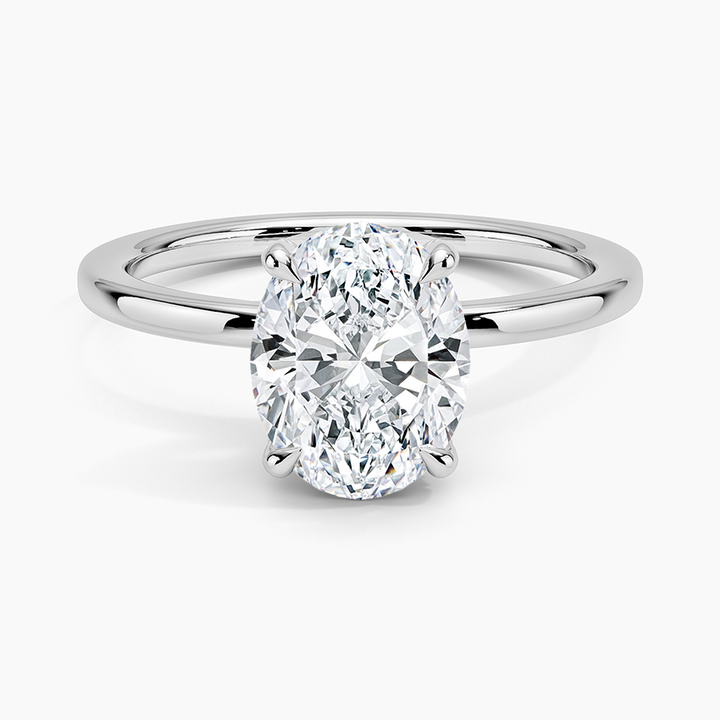 Oval Cut Solitaire Engagement Ring, Minimalist 4 Prong Diamond Ring, Classic Bridal Ring