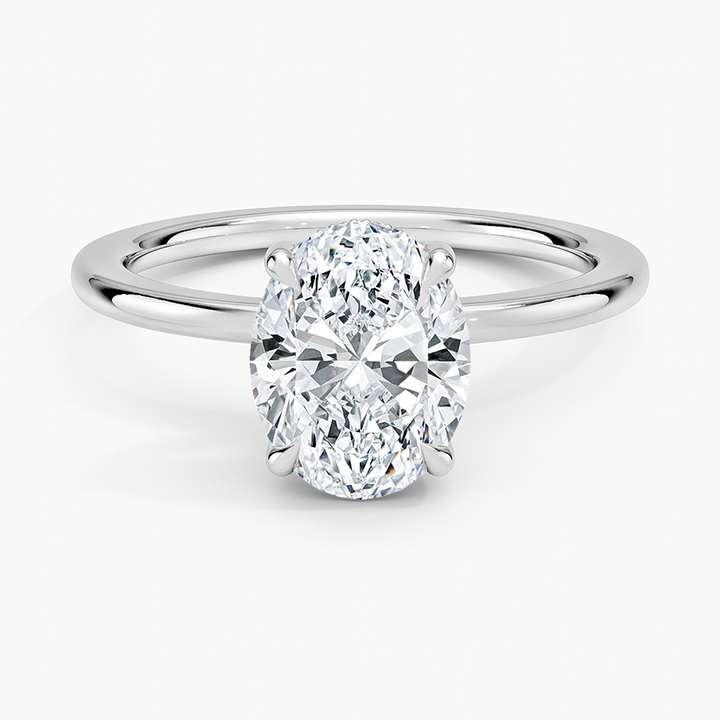 Oval Cut Solitaire Diamond Engagement Ring, 4 Prong Minimalist Ring,Classic Bridal Promise Ring