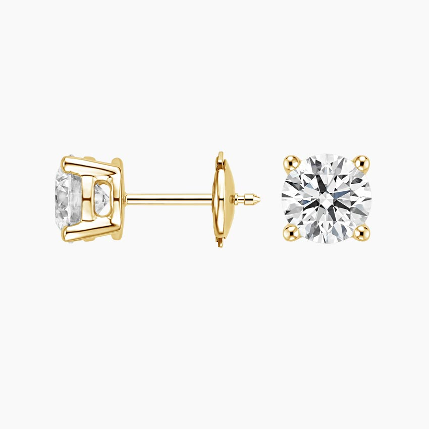 Classic Round Cut Diamond Stud Earrings, Minimalist Everyday Diamond Earrings