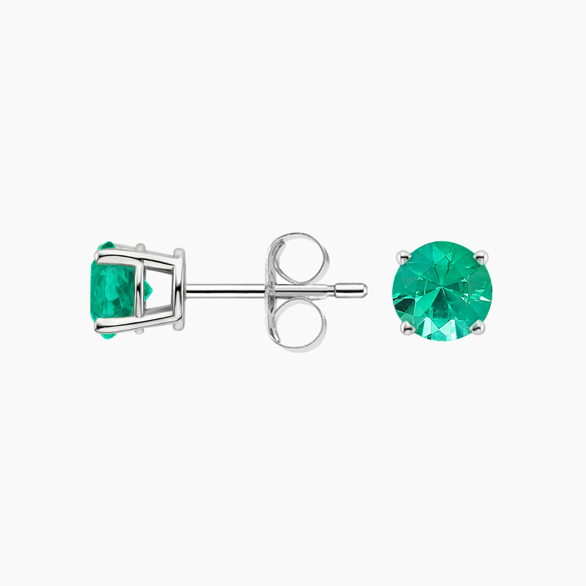 Emerald Solitaire Stud Earrings