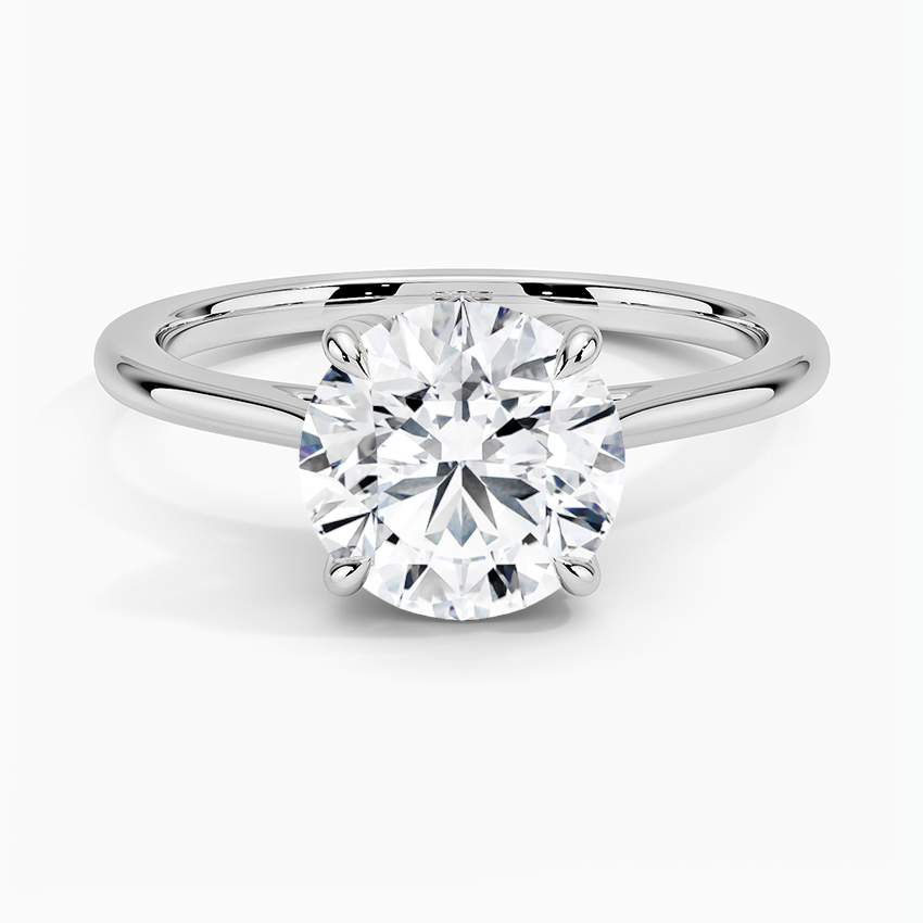 Round Cut Solitaire Diamond Engagement Ring, Classic 4 Prong Setting, Minimalist Proposal Ring