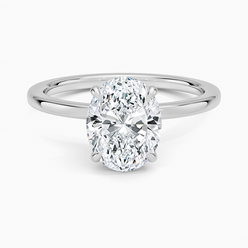 Oval Cut Diamond Solitaire Engagement Ring, 4 Prong Minimalist Ring, Classic Bridal Ring