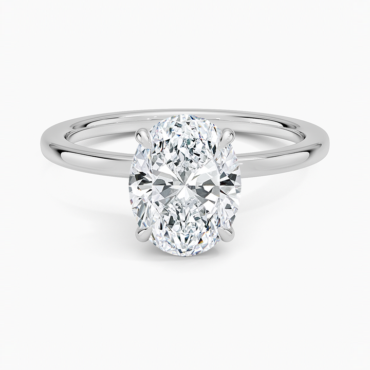 Oval Cut Diamond Solitaire Engagement Ring, 4 Prong Minimalist Ring, Classic Bridal Ring