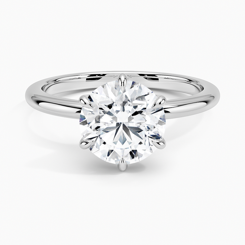 Round Cut Solitaire Engagement Ring, 6 Prong Diamond Ring, Classic Minimalist Bridal Ring