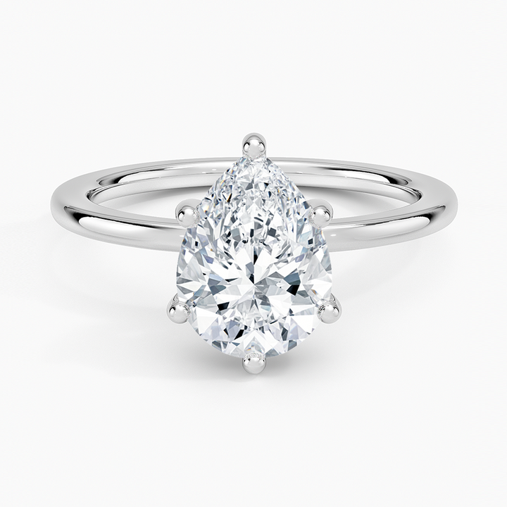 Pear Cut Solitaire Engagement Ring, 6 Prong Teardrop Diamond Ring, Minimalist Promise Ring